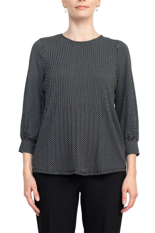 Adrianna Papell Crew Neck 3/4 Sleeves Crepe Top - Glamourous Grace