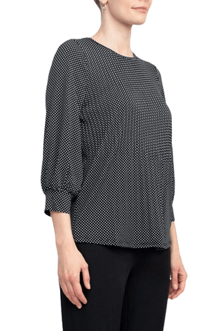 Adrianna Papell Crew Neck 3/4 Sleeves Crepe Top - Glamourous Grace