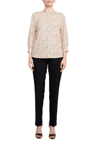 Adrianna Papell Crew Neck 3/4 Sleeves Crepe Top - Glamourous Grace