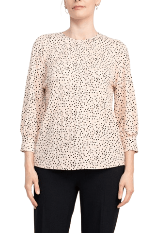 Adrianna Papell Crew Neck 3/4 Sleeves Crepe Top - Glamourous Grace