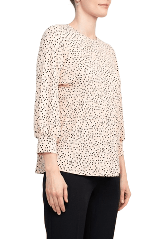 Adrianna Papell Crew Neck 3/4 Sleeves Crepe Top - Glamourous Grace