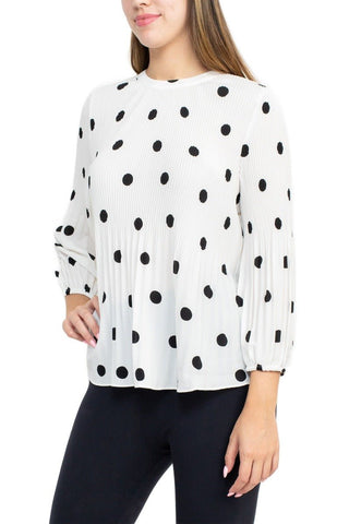 Adrianna Papell Crew Neck 3/4 Sleeve Keyhole Back Ruched Waist Multi Print Woven Top - Glamourous Grace
