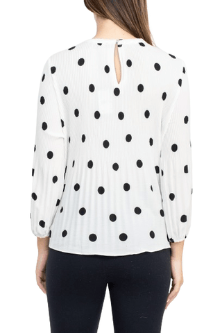 Adrianna Papell Crew Neck 3/4 Sleeve Keyhole Back Ruched Waist Multi Print Woven Top - Glamourous Grace