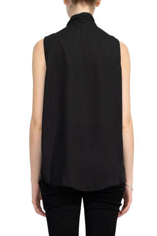 Adrianna Papell Tie Neck Sleeveless Solid Woven Poly Wash Crepe Top - By Baano