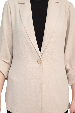 Adrianna Papell Notched Lapel Collar Neck One Button 3/4 Sleeve Woven Blazer - By Baano