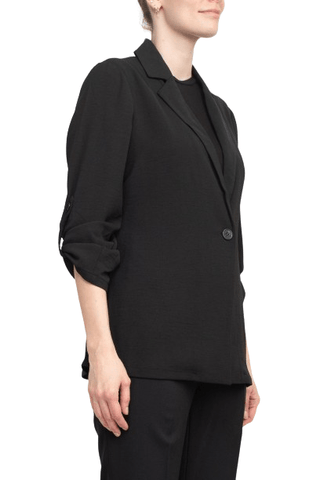 Adrianna Papell Notched Lapel Collar Neck One Button 3/4 Sleeve Woven Blazer - By Baano