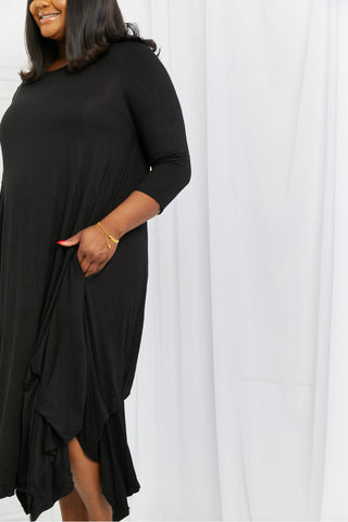 Celeste Good Days Full Size Round Neck Midi Dress in Black
