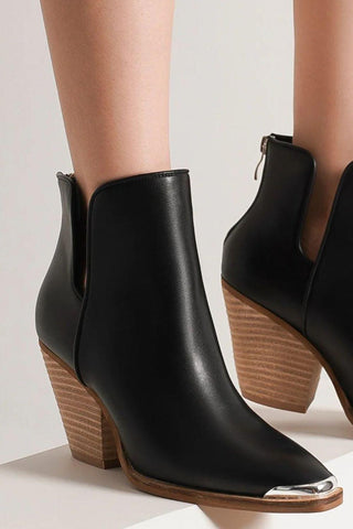 MayFair Pointed Metal-Tip Toe Block Heel Ankle Boots - By Baano