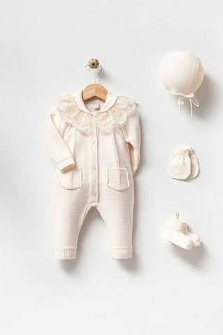 Adrian Cream Knit Newborn Coming Home Set (5 pcs) - By Baano