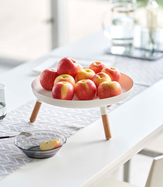 Countertop Pedestal Tray (5" H)  - Steel + Wood - By Baano