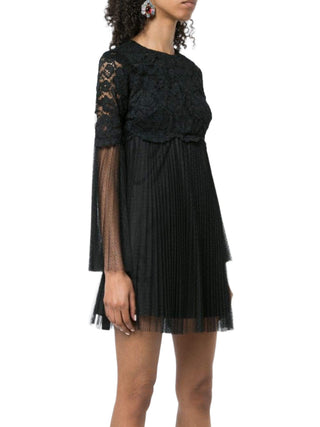 Aidan by Aidan Mattox Crew Neck Illusion Sleeve A-Line Zipper Back Floral Lace Dress - By Baano