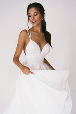 Aisle Soft White Satin Midi Dress - By Baano