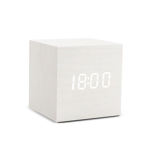 Alarm Clock LED Wooden Watch Digital Alarm Clock with Wooden Electronic LED Time Display 3 Alarm Settings Humidity & Temperature Detect Wood Made Electric Clocks Table Voice Control Digital Wood USB/AAA Powered Electronic Desktop Clocks Stevvex