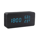 Alarm Clock LED Wooden Watch Digital Alarm Clock with Wooden Electronic LED Time Display 3 Alarm Settings Humidity & Temperature Detect Wood Made Electric Clocks Table Voice Control Digital Wood USB/AAA Powered Electronic Desktop Clocks Stevvex