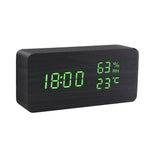 Alarm Clock LED Wooden Watch Digital Alarm Clock with Wooden Electronic LED Time Display 3 Alarm Settings Humidity & Temperature Detect Wood Made Electric Clocks Table Voice Control Digital Wood USB/AAA Powered Electronic Desktop Clocks Stevvex