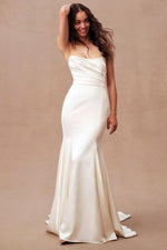 Alastair Strapless Satin Mermaid Wedding Dress - By Baano