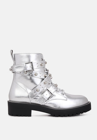 alitza metallic studded ankle boots