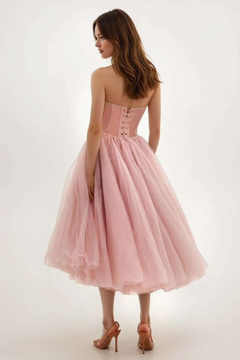 All For Love Strapless Tulle Midi Dress