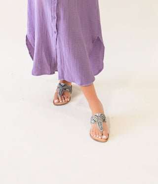 Amare Beaded Sandals in Silver Naughty Monkey