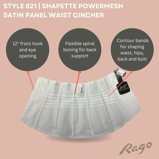 Style 821 | Shapette Powermesh Satin Panel Waist Cincher Rago Shapewear