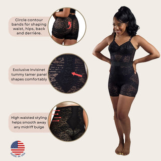 Style 6207 |  No Roll High Waist Lace Thigh Slimmer with Extra Firm Support Rago Shapewear