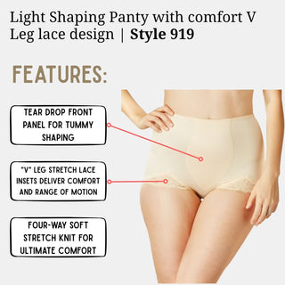 Light Shaping Panty with comfort V Leg lace design | Style 919 Rago Shapewear
