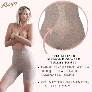Style 6207 |  No Roll High Waist Lace Thigh Slimmer with Extra Firm Support Rago Shapewear