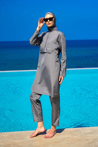 Andalus Charcoal Full Coverage Burkini Set for Women A2503-4 - By Baano