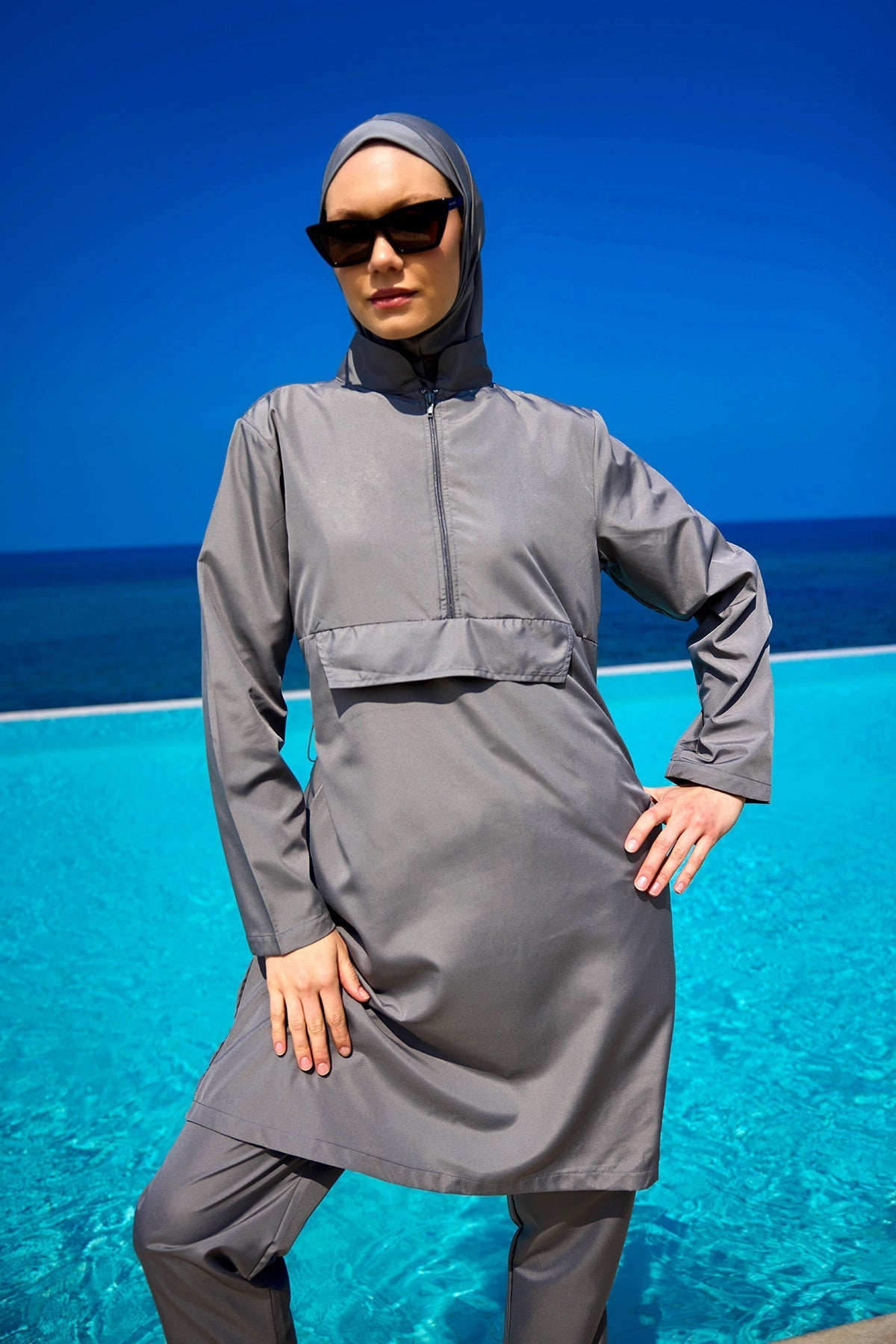Andalus Charcoal Full Coverage Burkini Set for Women A2503-4 Marina Modest