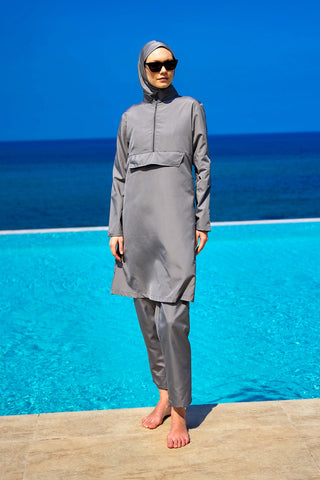 Andalus Charcoal Full Coverage Burkini Set for Women A2503-4 - By Baano