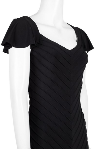 Adrianna Papell V-Neck Cap Sleeve Piping Detail Sheath Zipper Back Jersey Dress - By Baano