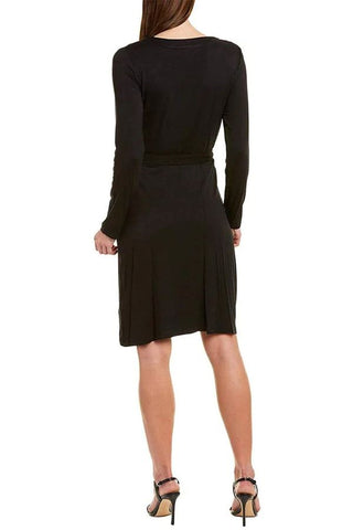 Adrianna Papell V-Neck Long Sleeve Solid Tie Side Rayon Jersey Faux Wrap Dress - By Baano
