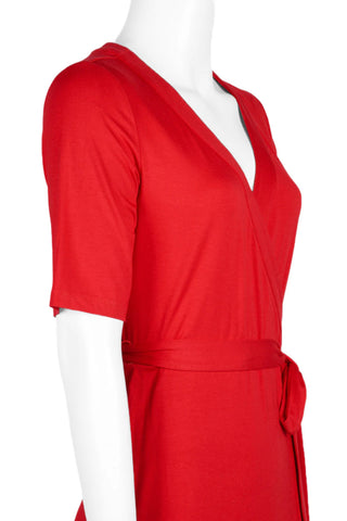 Adrianna Papell V-Neck Short Sleeve Tie Side Solid Faux Wrap Rayon Jersey Dress - By Baano