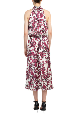 Adrianna Papell Halter Neck Back Zipper Tie Back Neck Closure Sleeveless Midi Dress - By Baano
