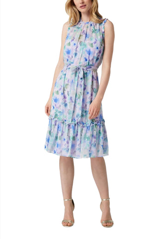 Adrianna Papell Crew Neck Sleeveless Back Zipper Chiffon Midi Dress - By Baano