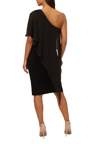 Adrianna Papell One Shoulder Sheath ITY Dress with Chiffon Cape - By Baano