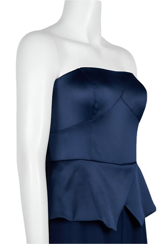 Adrianna Papell Strapless Popover Zipper Back Satin Stretch Crepe Jumpsuit - Glamourous Grace