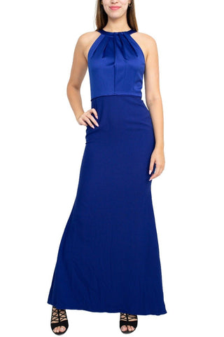 Adrianna Papell Halter Neck Sleeveless Empire Waist Tie Back Zipper Back Bodycon Solid Crepe Dress - Glamourous Grace