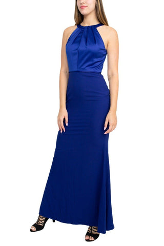 Adrianna Papell Halter Neck Sleeveless Empire Waist Tie Back Zipper Back Bodycon Solid Crepe Dress - Glamourous Grace
