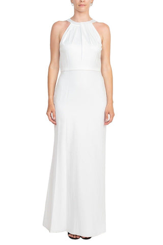 Adrianna Papell Halter Neck Sleeveless Empire Waist Tie Back Zipper Back Bodycon Solid Crepe Dress - Glamourous Grace