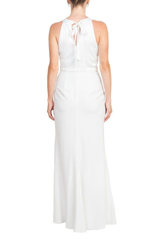 Adrianna Papell Halter Neck Sleeveless Empire Waist Tie Back Zipper Back Bodycon Solid Crepe Dress - Glamourous Grace