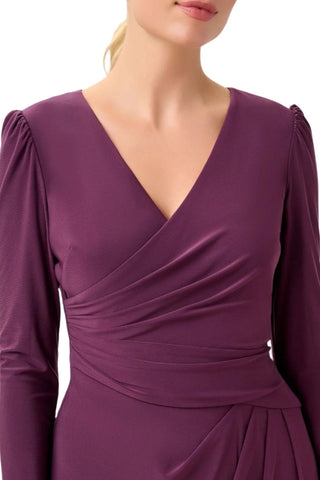 Adrianna Papell V-Neck Long Sleeves Beaded Cuffs Back Zipper Jersey Midi Dress - By Baano