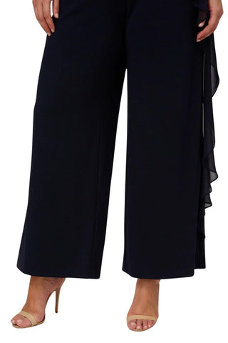 Adrianna Papell Chiffon Crepe Wide Leg Boat Neck Jumpsuit (Plus Size) - Glamourous Grace
