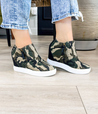 Ari Sneaker Wedge in Camo Naughty Monkey
