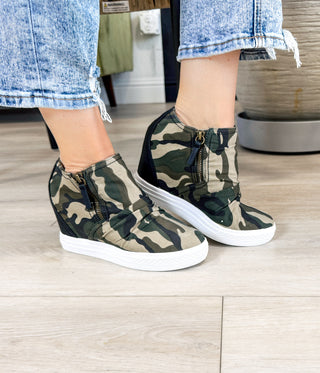 Ari Sneaker Wedge in Camo Naughty Monkey
