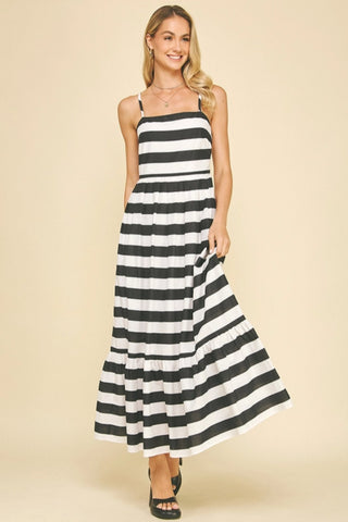 Aria Stripe Tiered Maxi Dress