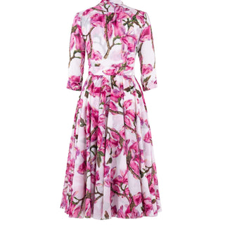 Aster Dress Magnolia Blossom White Pink Dress - By Baano