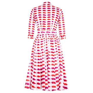 Aster Dress Watercolor Lips White Red Dress - By Baano