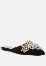 Astre Pearl Embellished Shimmer Mules