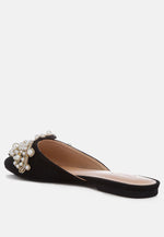 Astre Pearl Embellished Shimmer Mules